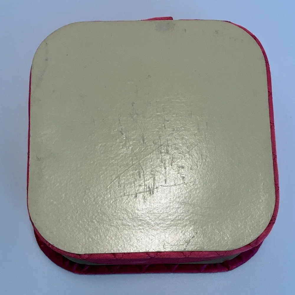 Vanity Drawer‎ Organizer Vintage Hot Pink Quilted Satin Hinged Lid MCM